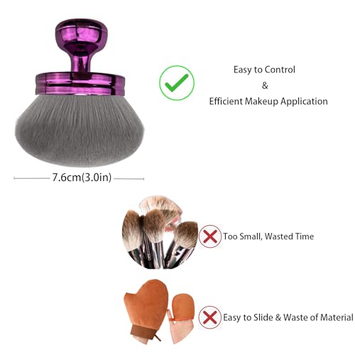Extra Large Body Makeup Brush for Self Tanner, 3 Inch(76mm) Wide Round Head Brush, Body Brush for Self Tanner, Blends Bronzer, Foundation, Leg & Back Makeup, Wet & Dry Use, Even Application