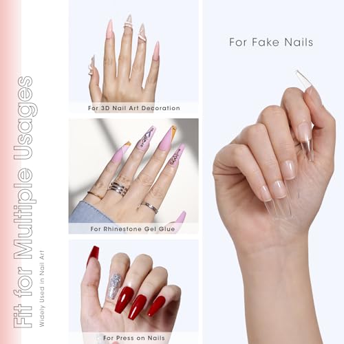 Gellen Solid Nail Glue Gel Kit - 8g Gel and 8w Mini UV Light LED Lamp for Cured Nails, Press on Glue for Acrylic Fake Tips, Salon Art DIY at Home