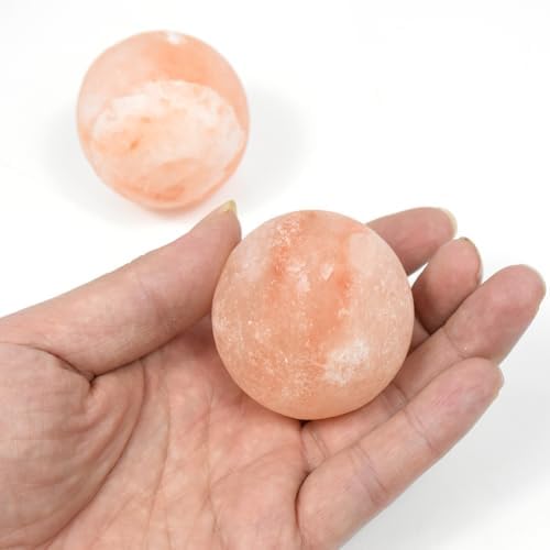 2 Pcs Ball Himalayan Salt Massage Stones Hot Massage Cold Massage Stones Set Warm Rocks Kit for Facial SPA1.97IN