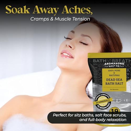 Aromasong Dead Sea Salt - Spa Bath Salt - 19 Lbs Fine Grain Bulk - 100% Pure - Better Absorbing Than Epsom Salt - Soak for Women & Men for Skin Issues and to Relax Tired Muscles - Resealable Pack.