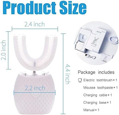 Automatic Ultrasonic Toothbrush,Electric Ultrasonic Toothbrush for Adults 360° Electric Toothbrush 30'' Automatic Timer Wireless Charging Washable Travel Home Dual-use (White)