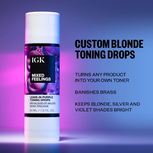 IGK MIXED FEELINGS Leave-In Blonde Toning Drops | Brighten + Neutralize Brass | Vegan + Cruelty Free | 1 Oz