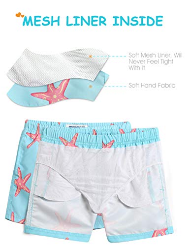 maamgic Boys Swim Trunks Toddler Swim Shorts Little Boys Bathing Suit Swimsuit Toddler Boy Swimwear,Starfish-lake Blue,2 T