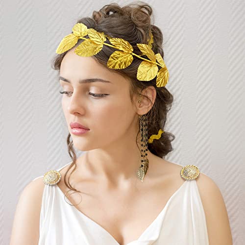 12 Pcs Gold Laurel Crown Gold Leaf Greek Goddess Costume Headpiece for Women Toga Party Decoration Accessories
