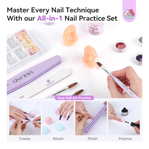 SAVILAND Essentials Acrylic Nail Kit: All-In-1 Nails Kit Acrylic Set with 88W Nail Lamp EMA Monomer Gel Nail Polish Nail Drill Cuticle Remover Home DIY Starter