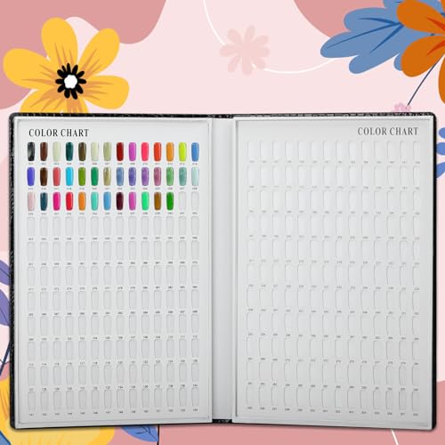 Professional 308 Nail Colors Chart with Number Labels, Black Nail Gel Polish Display Card Book, Nail Art Salon Display Booklet, Nail Color Swatches Nail Practice Card Design Board