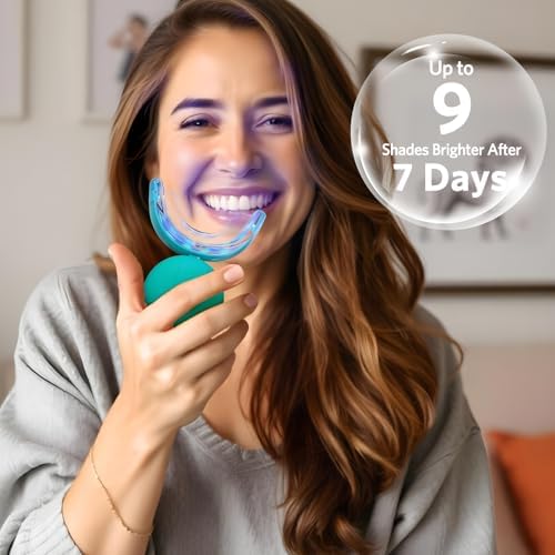 BESTEK Teeth Whitening Kit - 32X LED Teeth Whitening Light, 10 Min Fast Teeth Whitener with 4 Tubes of 35% Carbamide Peroxide Teeth Whitening Gel for Remove Coffee Wine Tobacco Teeth Stains - Blue