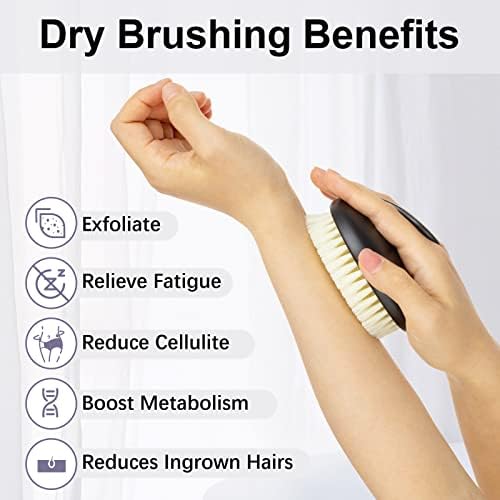 Dry Brushing Body Exfoliating Brush, Anti Slip Body Scrubber for Shower, Never Mold Shower Body Cleaning Brush for Deep Cleansing & Soften Skin, Improve Circulation (Black-2 Pack)