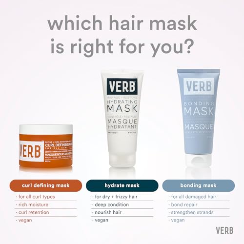 VERB Curl Defining Mask, 6.5 fl oz - Curl Definition + Retention - Moisturize + Reduce Frizz - Vegan, No Parabens or Harmful Sulfates