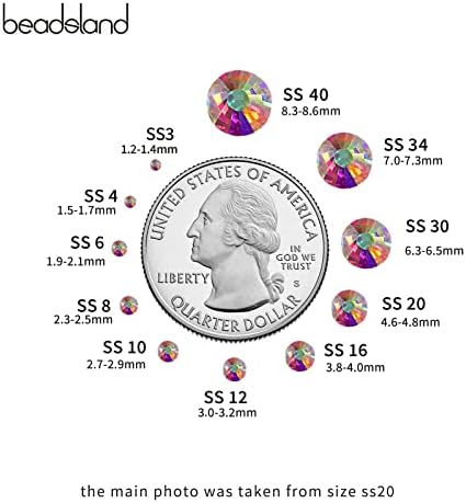 Beadsland 2880pcs Flat Back Crystal Rhinestones Round Gems for Nail Art and Craft Glue Fix, Crystal AB,SS20,4.6-4.8mm