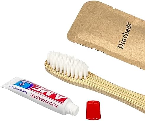 Bamboo Toothbrushes Kit Bulk, Disposable Toothbrushes with Toothpaste(6g), Individually Wrapped Toiletries Amenities for Hotel, Airbnb, Homeless, Shelter, Camping and Travel (50 Pack)