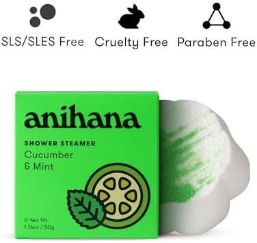 ANIHANA Shower Steamers 4 Pack, Paraben Free, Cruelty Free, Refreshing Cucumber Mint Scent, 1.76 oz Each