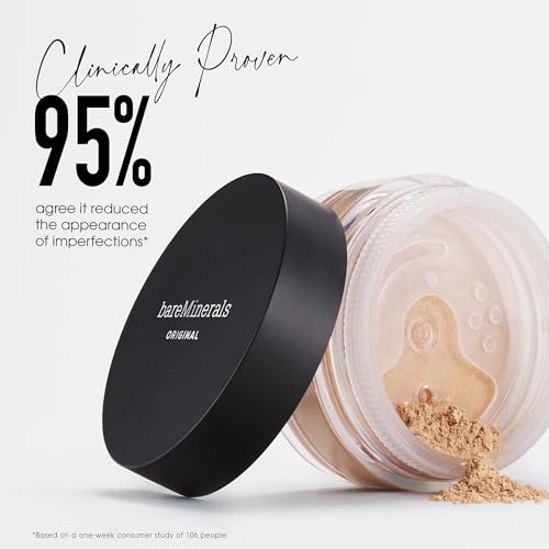 bareMinerals Original Get Started Kit, 3-Piece Makeup Set Includes Full-Sized Original Loose Mineral Foundation SPF 15, Travel-Sized Beautiful Finish Brush & Original Mineral Veil Setting Powder