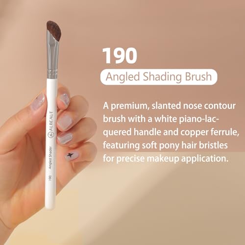 Face Makeup Brush Set 6PCS, Angled Cream Foundation Liquid Blush Brush Concealer Brush Under Eye, Nose Contour Eyeliner & Brow Brush