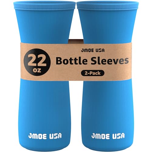 Jmoe USA 22oz Sleeve for Cirkul Water Bottle | Fits 22 oz Plastic and Stainless Steel Bottles | Neoprene Sweat Absorbing Material | Fitted Design | 2-Pack | Insulated Cover (Blue)