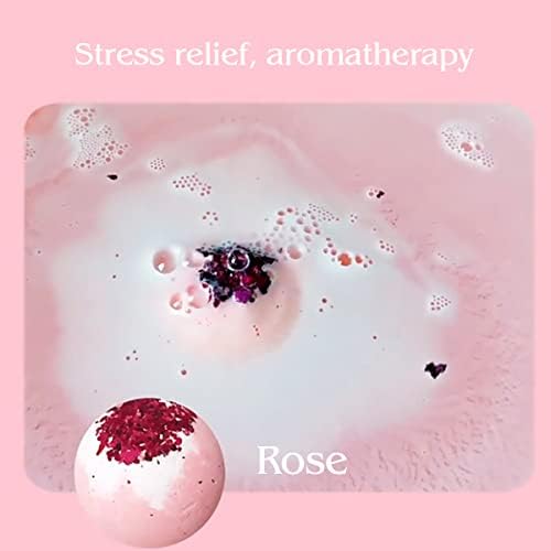 Dried Flower Bath Bombs Salt Balls,4-Pack Gift Set,Rose Extract Essential Oils,Moisturizing Dry Skin,Fizzy Spa,Relaxation,Self Care,Relaxing,Bubble Bath Bomb Gifts Idea for Men Women