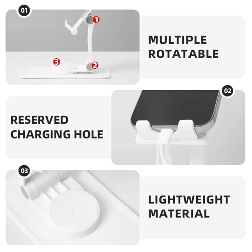 Starfish Cell Phone Stand 360° Adjustable Desktop Phone Holder Cradle Compatible With Most Mobile Phones White