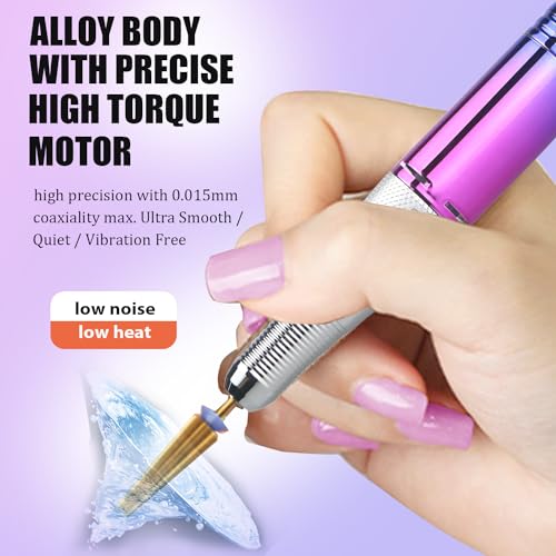 Professional Nail Drill, Lumcrissy 35000RPM Professional Nail File Machine, Rechargeable Efile for Acrylic Gel Nails with Ceramic Drill Bits Set& Sanding Bands for Manicure Salon Home Use