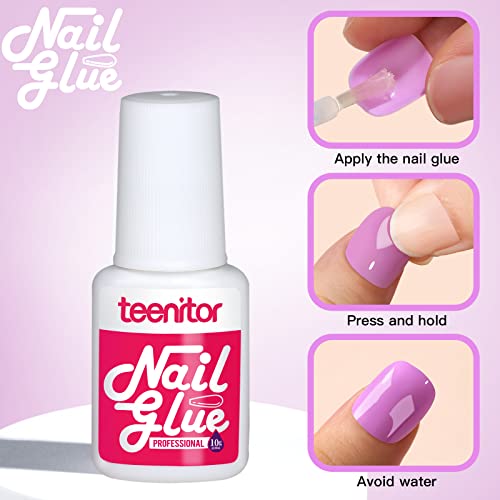 Teenitor 24Pack Short Press On Nails, 576Pcs Round Press On Nails, Matte and Glossy Short Fake Nails With Glue