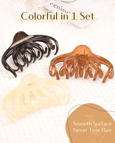 Yanibest 5.1″ Inche Large Octopus Hair Claw Clips Non-Slip Ponytail for Women Thick Hair and Long Hair Chic Hair Styling Accessories for Girls, 3 pcs