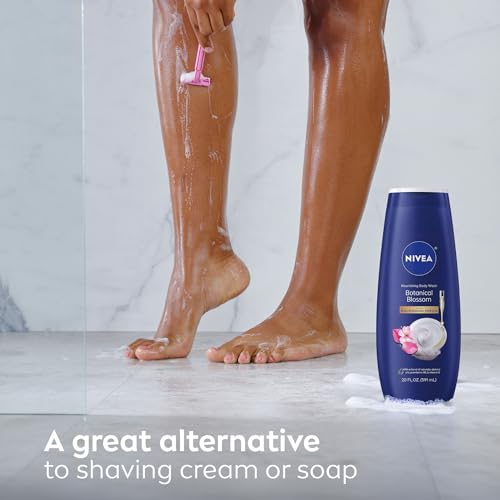 NIVEA Nourishing Botanical Blossom Body Wash with Nourishing Serum, Moisturizing Body Wash for Women, Enriched with Provitamin B5 and Vitamin E, 20 Fl Oz Bottle
