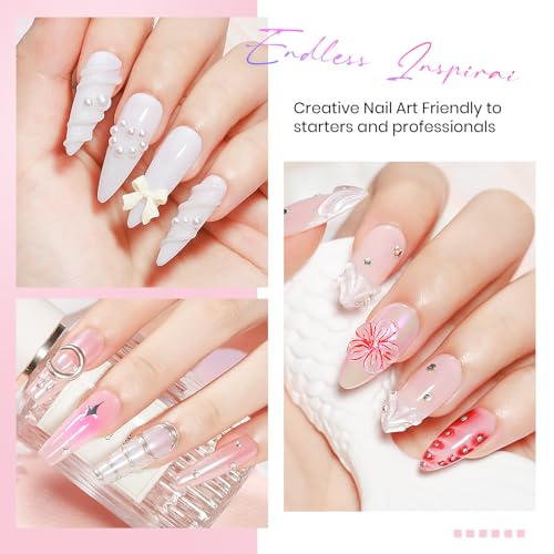 MIZHSE Solid Builder Gel for nails, 3 Colors Sculpting Gel for Nails, Clear White Pink Non-Sticky Hand 3D Nail Art Building Carving Modeling Hard Nail Extension Manicure Salon Home DIY Gift