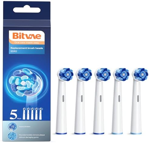 Replacement Toothbrush Heads | Compatible with All Oral-B Braun Handles (Except iO and Sonic) | Electric Toothbrush Round Brush Heads Refill Pro 500/1000/1500/3000/3757/5000/7000/7500/8000/R2, 5 Count