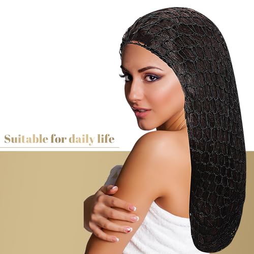 5 Pcs Snoods for Women Hair, Extra Large Hair Nets Mesh Hair Net Crochet Mesh Sleep Bonnet Length Rayon Mesh Wrap for Curly Hair