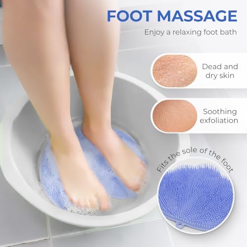 Silicone Shower Foot Scrubber Mat,2025 New Back Exfoliating Bath Wash Pad Wall Mounted Anti-Slip Suction Cups Foot Scrubber,Deep Cleaning Brush Back Massager Pad for Women Men (A-Yellow)