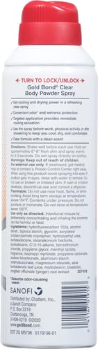 Gold Bond No Mess Clear Invisible Body Powder Spray, 7 oz., Absorbs Odor-Causing Sweat