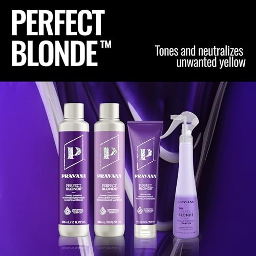 Pravana The Perfect Blonde Purple Toning Shampoo | Neutralizes Brassy, Yellow Tones | For Color Treated Hair | Chromasilk Enhances Shine & Protection | Vegan, Cruelty-Free | Paraben & Sulfate Free