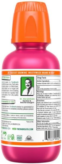 TheraBreath Kids Mouthwash with Fluoride, Organic Strawberry Splash, Anticavity, 10 fl oz & TheraBreath Kids Mouthwash with Fluoride, Organic Wacky Watermelon, Anticavity, 10 fl oz