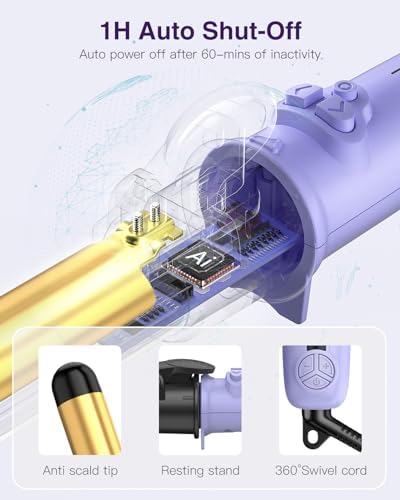 Rotating Curling Iron 1 1/4 Inch, 2024 Upgraded ZAVAREA Automatic Curling Iron with Extra-Long Barrel, Dual Voltage Self Curling Wand 1.25" Hair Curler