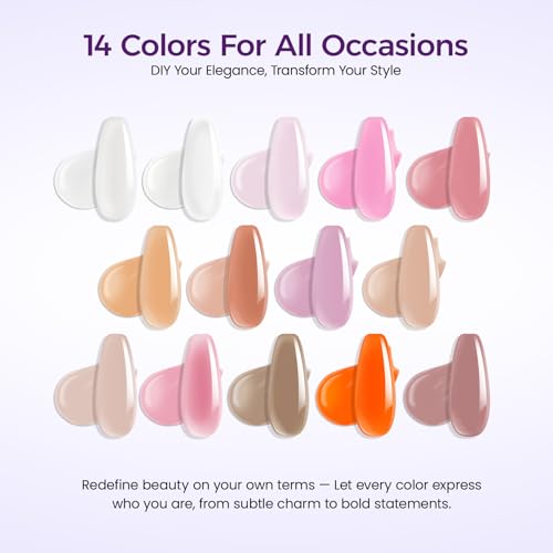 Poly Gel Nail Kit: 14 PCS PolyGel with Slip Solution Mini U V Nail Light Poly Gel Kit for Beginners with Everything Extension