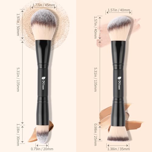DUcare Makeup Brushes Duo End Foundation Contour Powder and Buffer Brush Bronzer Double Makeup Brush Set 2Pcs black