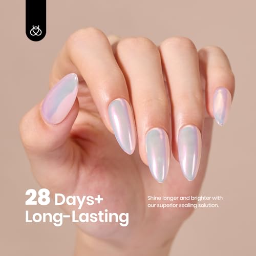 Beetles 6 Colors Chrome Nail Powder Aurora Pearl Kit with Base Top Coat Color Gel Polish-Iridescent Glazed Donut Chrome Nail Powder Metallic Mirror Effect Mermaid Glitter Kit for Nail Art Design