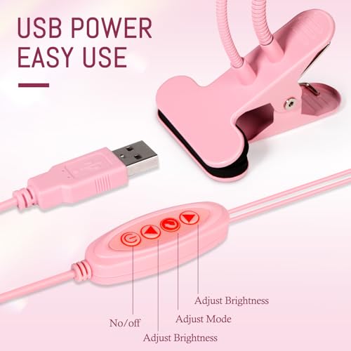 AORAEM LED Nail Lamp Double-Headed UV LED Light Quicky-Dry Duck Neck UV Lamp Dryer Curing Light with Portable Gooseneck and Clamp Flash Cure U V Light for Gel Nails Professional Home DIY Salon Pink