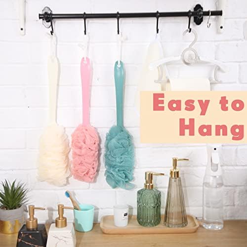 6 Pieces Back Scrubber for Shower, Long Handle Loofah Sponge Brush, Loofah on a Stick for Men Women Elderly, 17 Inch Soft Nylon Mesh Bath Body Brush Exfoliating Bathing Accessories, 3 Colors