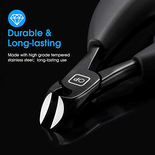 Toenail Clippers for Thick & Ingrown Toe Nails Heavy Duty Precision Nail Scissors Super Sharp Curved Blade Grooming Tool opove X5, Black