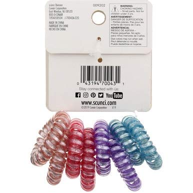 Scünci Hair Color Matching Elastics for Blonde Hair - 8 pieces + Bonus! Spiral Ponytailer!