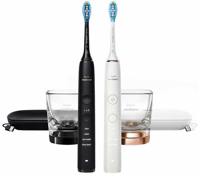 PHILIPS Battery Powered Sonicare Diamond Clean Rechargeable Toothbrush for Complete Oral Care 2-Pack Handles （Black