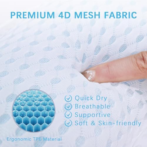 Bathtub Bath Pillows for Tub - Bathtub Pillow for Neck & Back Support with Ergonomic TPE, 4D Mesh Upgraded Bath Tub Pillow Headrest with 3 Strong Suction Cups & Hook, Bathroom Accessories, Spa Gifts