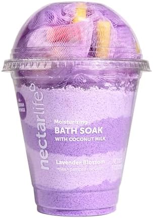 Bath Soak, Salt Bath, Bubble Bath, Natural Detox Foaming Body Soak, Foot Soak, Vegan Body Skin Care, 9 oz. (Lavender)