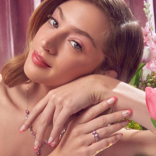 WICKED X imPRESS Press On Nails, New Improved Adhesive, Up To 10 Day Hold, ‘Unlikely Friendship’, Pink, Medium Almond, Includes 30 Fake Nails, 1 Prep Pad, 1 Manicure Stick, 1 Mini File