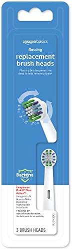 Amazon Basics Braun Electric Toothbrush Replacement Brush Heads, 3 Count, White, Fits Oral-B