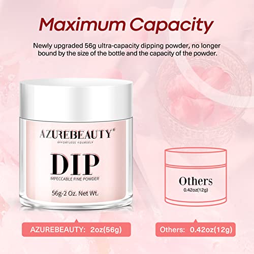 AZUREBEAUTY Translucent Dip Powder - Nail Bed Color 2Oz/56g, Sheer Nude Semi-transparent Clear Soft Peach Pink Dipping Powder Crystal Natural Nail Art Starter Manicure Salon DIY Home for Starter Gift
