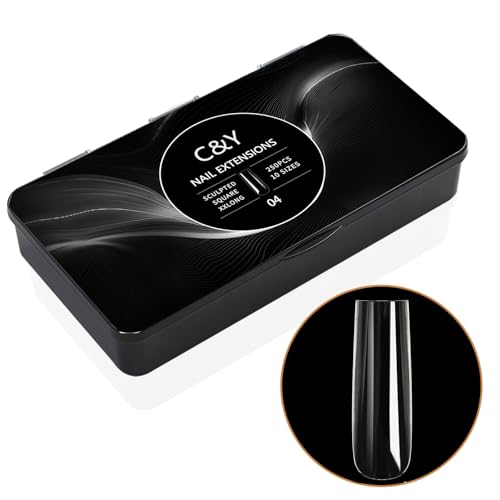 250pcs Sculpted XXlong Square Soft Gel Nail Tips, Professional False Nail Tips with Box - 10 Sizes Full Cover Clear Acrylic Press On Fake Nails for Extension Manicure Salon DIY at Home