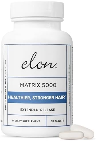 Elon Matrix 5000 - Biotin 5000mcg Vitamins for Hair Growth w/Extended Release - Promotes Healthy & Strong Hair & Nails - (60 Day Supply)