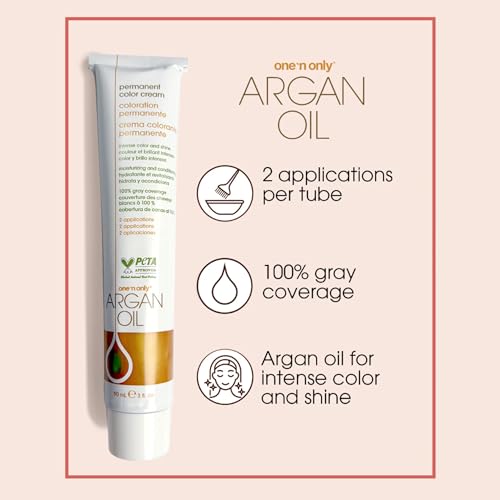 One N' Only Permanent Hair Color - Permanent Hair Dye Made with Argan Oil - Delivers Rich, Accurate Tones with Gray Coverage - Improves Moisture & Elasticity - 7S Medium Sand Blonde (3 oz)