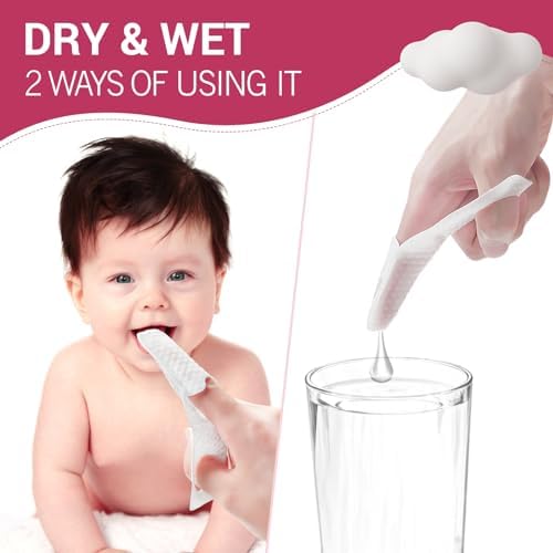 120 PCS Baby Tongue Cleaner for Newborn, Oral Finger Dry Wipes for Infant, Disposable Toddler Mouth Toothbrush for 0-24 Months